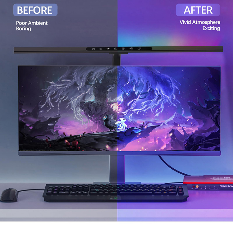 Lámpara de escritorio 2 en 1 con luz ambiental RGB