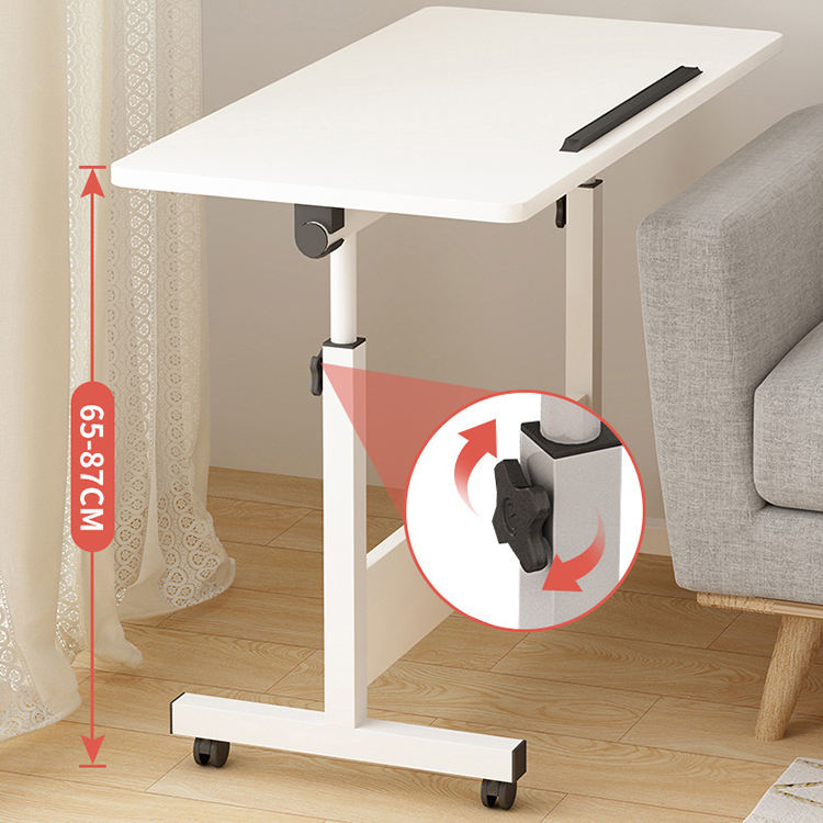 Mesa plegable ajustable manual de madera blanca movible simple de la altura de la estación de trabajo para el hogar