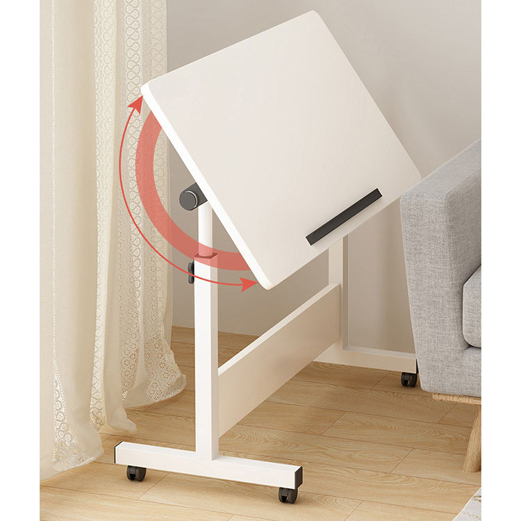 Mesa plegable ajustable manual de madera blanca movible simple de la altura de la estación de trabajo para el hogar