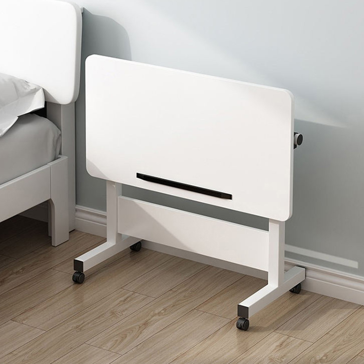 Mesa plegable ajustable manual de madera blanca movible simple de la altura de la estación de trabajo para el hogar