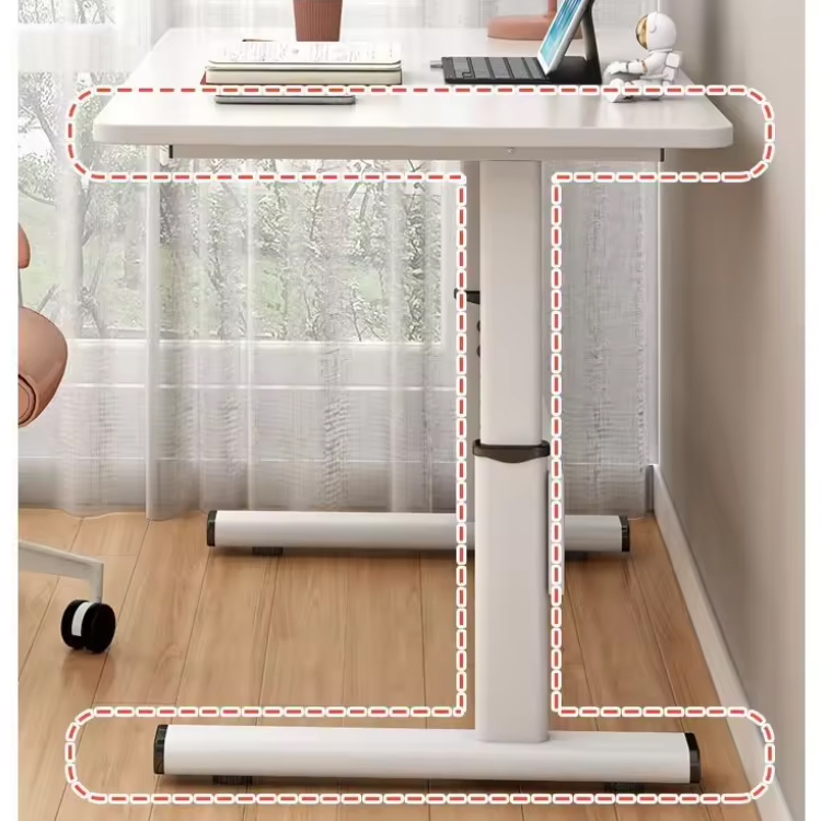 Escritorio derecho de la manivela ajustable de la altura manual moderna de madera blanca negra de los muebles de oficinas