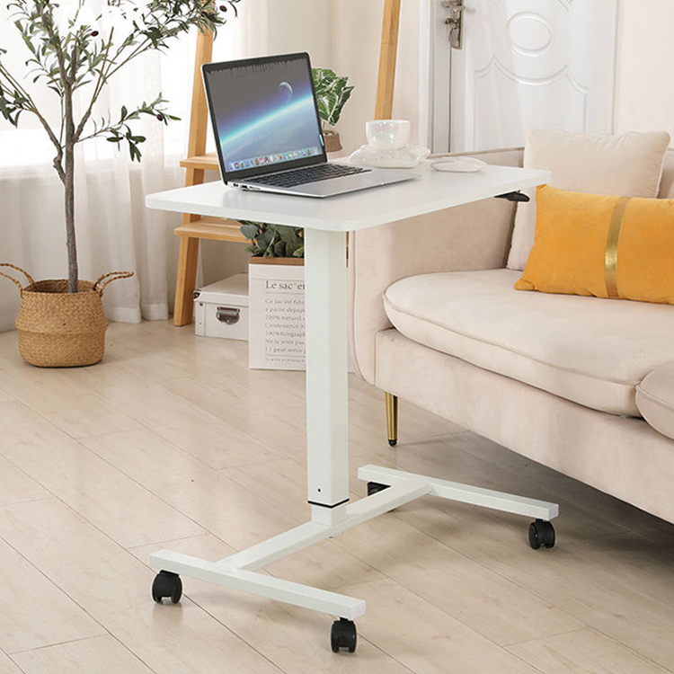 mesa derecha movible de madera blanca ajustable neumática de la columna de los 6ft los 8ft