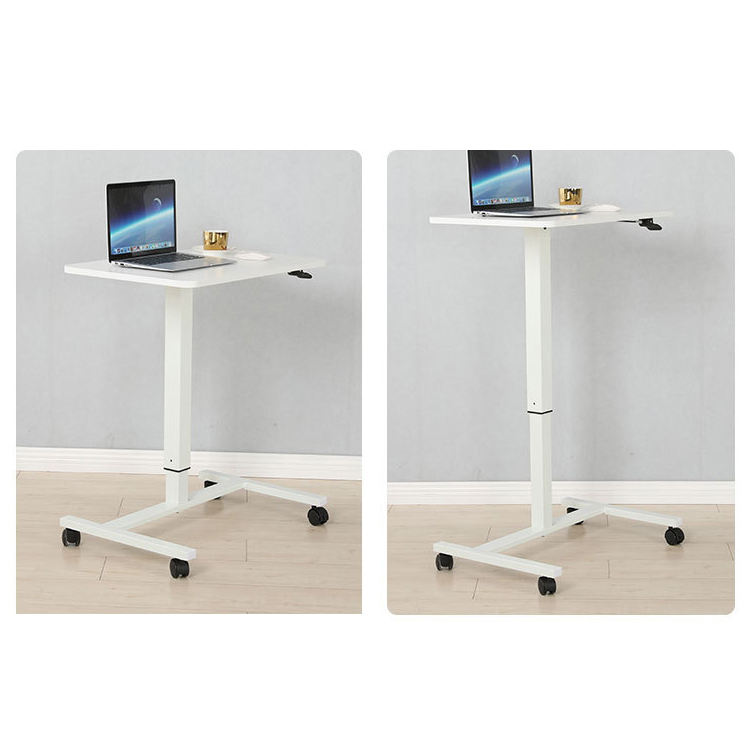 mesa derecha movible de madera blanca ajustable neumática de la columna de los 6ft los 8ft