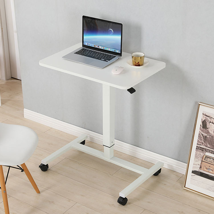 mesa derecha movible de madera blanca ajustable neumática de la columna de los 6ft los 8ft